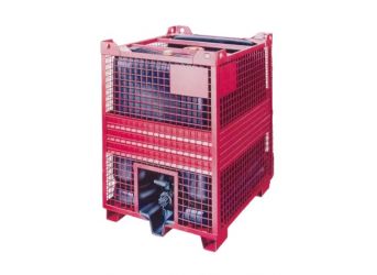  	IBC 800 Liter/Kunststofftank KT 800 Liter - Schwarz - Einfüllöffnung NW 150 - Auslauf NW 50 - EPDM-Dichtung - in Gitterbox rot (pulverbeschichtet) 